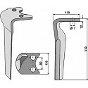 Tine for rotary harrows, left model