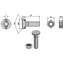 Plough bolt M16 x 2 x 50 with hexagon nut