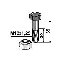 Késcsavar M12x1,25x35 - 10.9 koronás anyával DIN 980