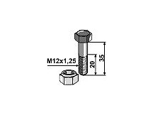 Késcsavar M12x1,25x35 - 10.9 koronás anyával DIN 980