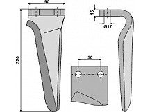 Tine for rotary harrows, left model