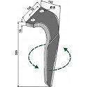 Tine for rotary harrows, left model