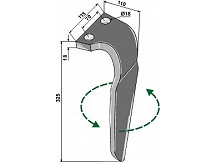 Tine for rotary harrows, left model