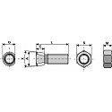 Plough bolt M16 x 2 x 75 with hexagon nut
