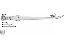 Spoon-shaped tine with bush and cone-shaped  nut