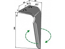 Tine for rotary harrows, right model