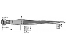 Pointed tine with cone-shaped nut