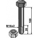 Schraube mit Sicherungsmutter - M16 x 2 - 10.9