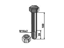 Schraube mit Sicherungsmutter - M16 x 2 - 10.9