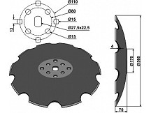 Notched disc with flat neck Ř560