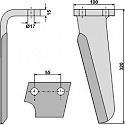 Tine for rotary harrows, left model