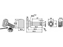 Messerschraube M 20 x 1,5  mit Kronenmutter