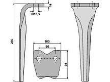 Tine for rotary harrows