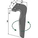 Tine for rotary harrows, left model