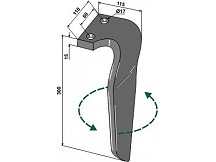 Tine for rotary harrows, left model