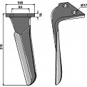 Tine for rotary harrows, left model