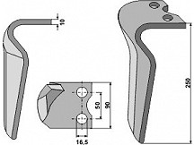 Tine for rotary harrows, right model