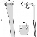 Tine for rotary harrows, left model