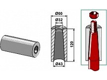 Welding bush for big bale tines with M28 thread