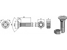 Pflugschraube M10x1,5x45 und Sechskantmutter