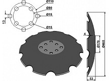 Notched disc with flat neck Ř460