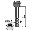 Schraube mit Sicherungsmutter - M16 x 2 - 10.9