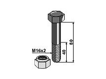 Schraube mit Sicherungsmutter - M16 x 2 - 10.9