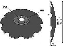 Notched disc with flat neck - Ř510