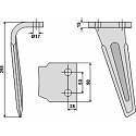 Tine for rotary harrows, left model