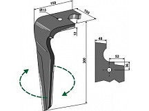 Tine for rotary harrows, right model