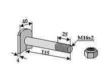 Bolt M 16 x 2 - 8.8 with self-locking nut