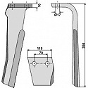 Tine for rotary harrows, right model