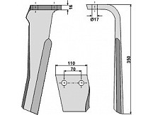 Tine for rotary harrows, right model