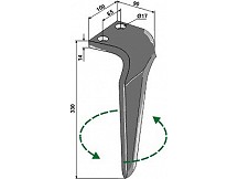 Tine for rotary harrows, left model