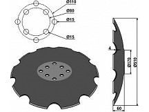 Notched disc with flat neck Ř510