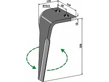 Tine for rotary harrows, left model