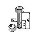 Schraube mit Sicherungsmutter - 1/2" UNF - 12.9