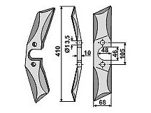 Rotary harrow-blade straight from boron steel, left