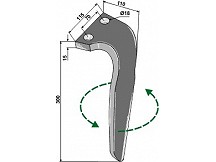 Tine for rotary harrows, left model