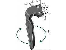 Tine for rotary harrows, right model