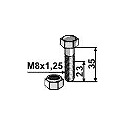 Schraube mit Sicherungsmutter - M8 x 1,25 - 8.8