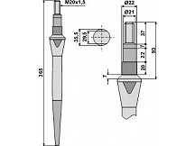 Tine for rotary harrows