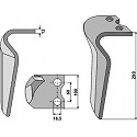 Tine for rotary harrows, right model