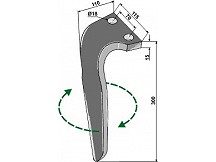 Tine for rotary harrows, right model