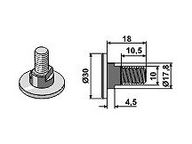 Bolt for rotary mower blades - M10x1,5 - 10.9