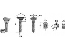 Cultivator bolt - M12 - 8.8