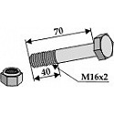 Bolt with self-locking nut - M16 x 2 - 10.9