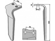 Tine for rotary harrows, left model