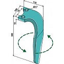 Tine for rotary harrows, left model