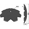 Notched disc for assembling on round shafts